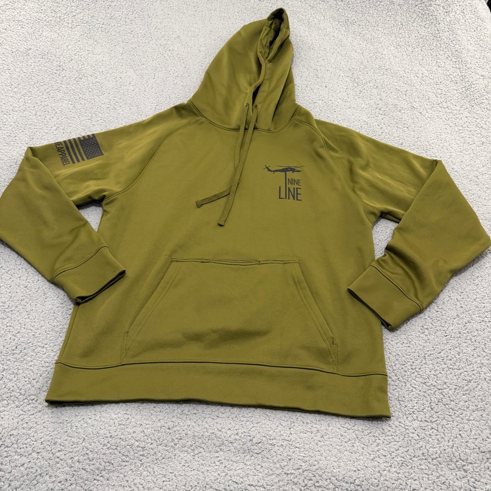 Nine Line Apparel Hoodie Mens Large Olive Green American Flag Graphic